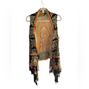 CHRISTINA Vibrant Orange and Black Knit Top size L 100% acrylic